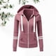thumbnail image 4 of Sudadera con capucha con bolsillos con cremallera Estampado con cremallera Sudadera con capucha de poliéster de manga larga Tops para deporte - gris Rosado Yinane Sudadera con capucha, 4 of 8