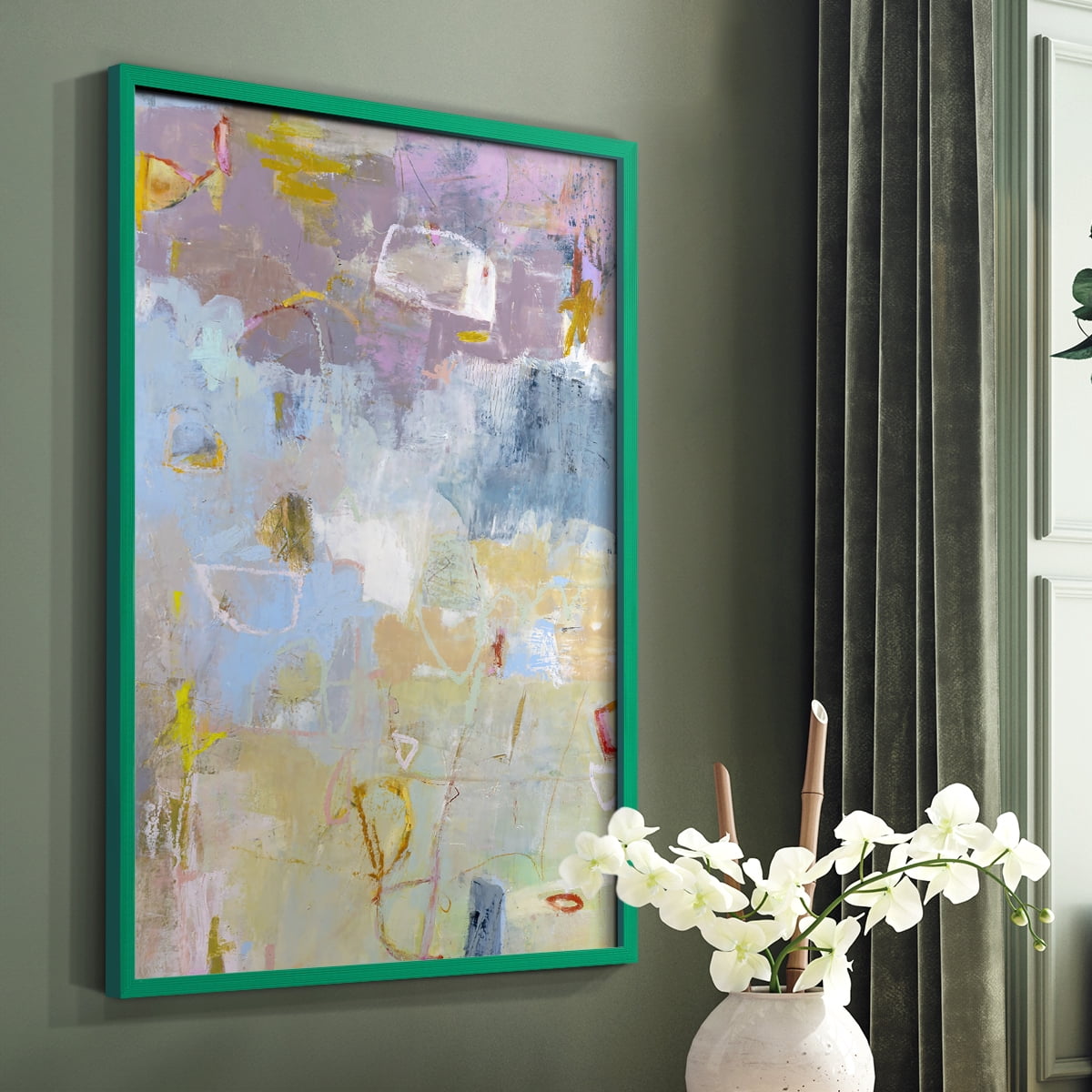 Whilst I Framed Print in Green Solid Wood 11 x 14 Framed Print