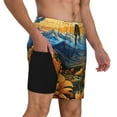 thumbnail image 2 of Vsdgher Sunset Sky Sunflower for Mens Swim Trunks with Compression Liner Swim Shorts Swim Suits Board Shorts-XX-Large, 2 of 6
