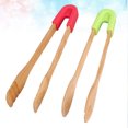 thumbnail image 5 of 2pcs Bamboo Food Clips Bread Grill Holder Kitchen Tongs Long Easy Grip Toaster Serving Tongs for Cooking Toast Bread (Square Red + Square Green), 5 of 6