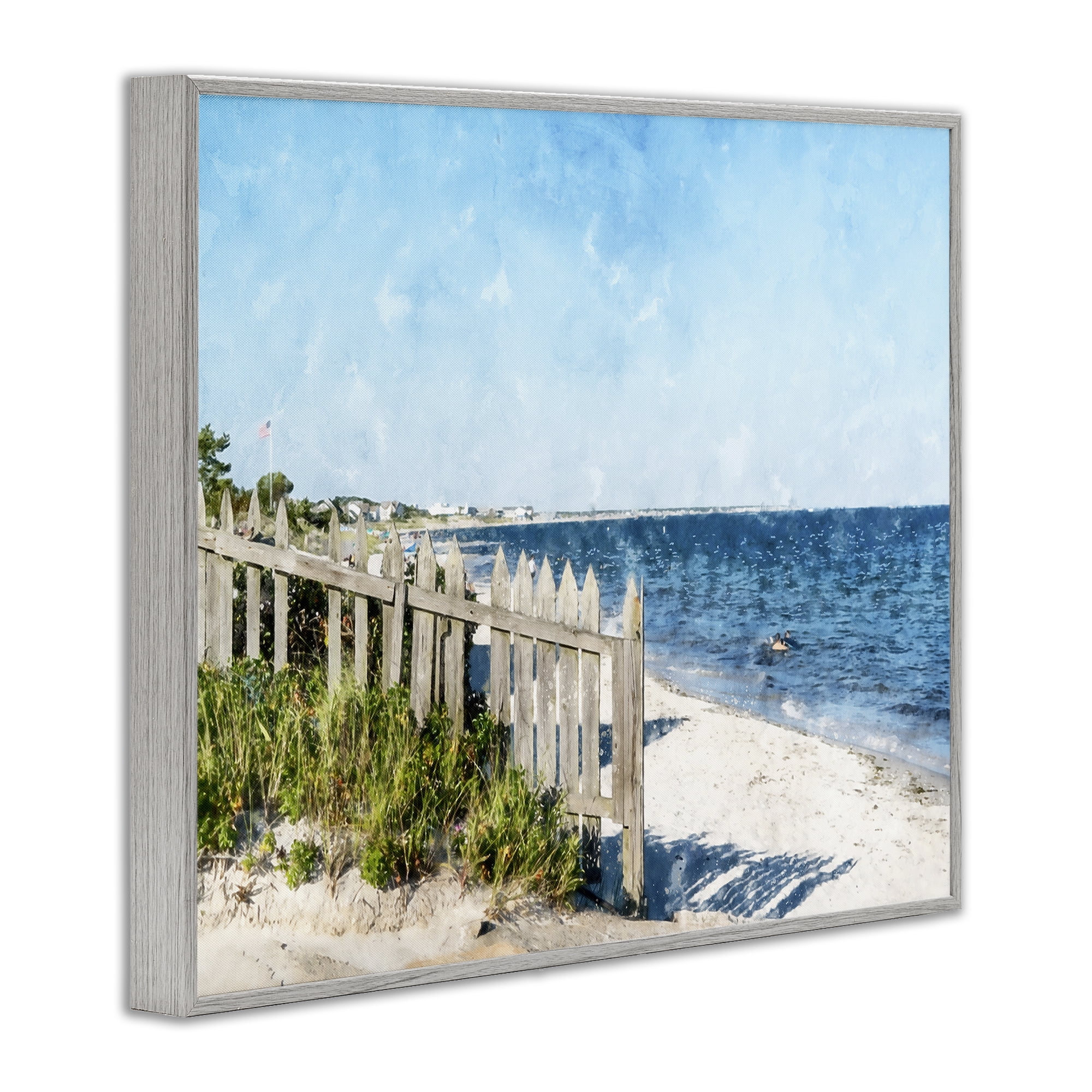 Stupell Industries Beach Pickets View Gray Framed Giclee Art, design by Kim Curinga