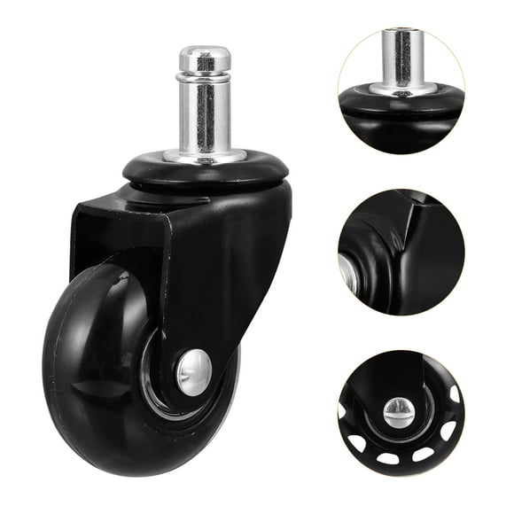 OUNONA 4 Pcs Silent Swivel Castor Wheels Black for Furniture Replacement