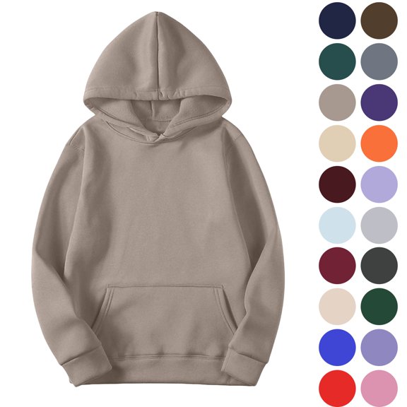 Hoodies for Women Solid Oversized Hooded Sweatshirt Pullover, Long Sleeve Drawstring Kangaroo Pocket Casual Daily Loungewear Layering Basic Top (18 Colors Available)