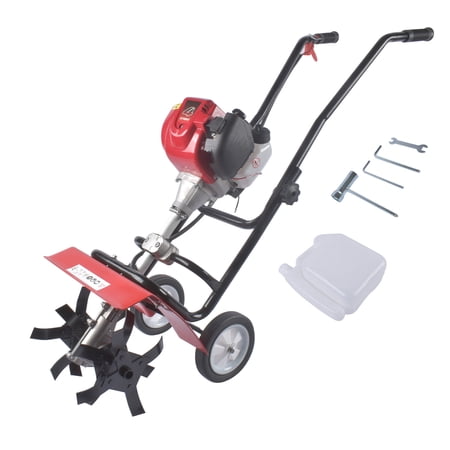 GELUOXI Tiller Cultivator Gas Powered, 31CC 4-Stroke Garden Cultivator, Tiller with 4 Steel Adjustable Front Tines for Lawn, Garden and Field Soil Cultivation