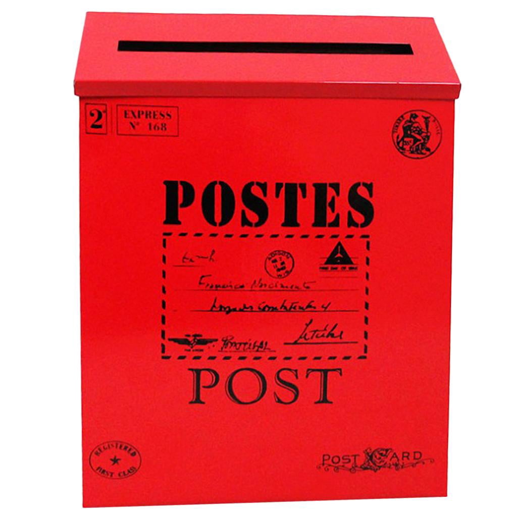 Vintage Style Outdoor Letter Post Box Mailbox Wall Mounted Secure Mail Red