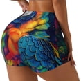 thumbnail image 1 of Fotbe Vibrant Rainbow Parrot Fantasy Shorts Sin Costuras – Shorts Deportivos de Cintura Alta para Mujer, Elásticos para Gimnasio, Yoga, Running o Ciclismo-XX-Large, 1 of 8