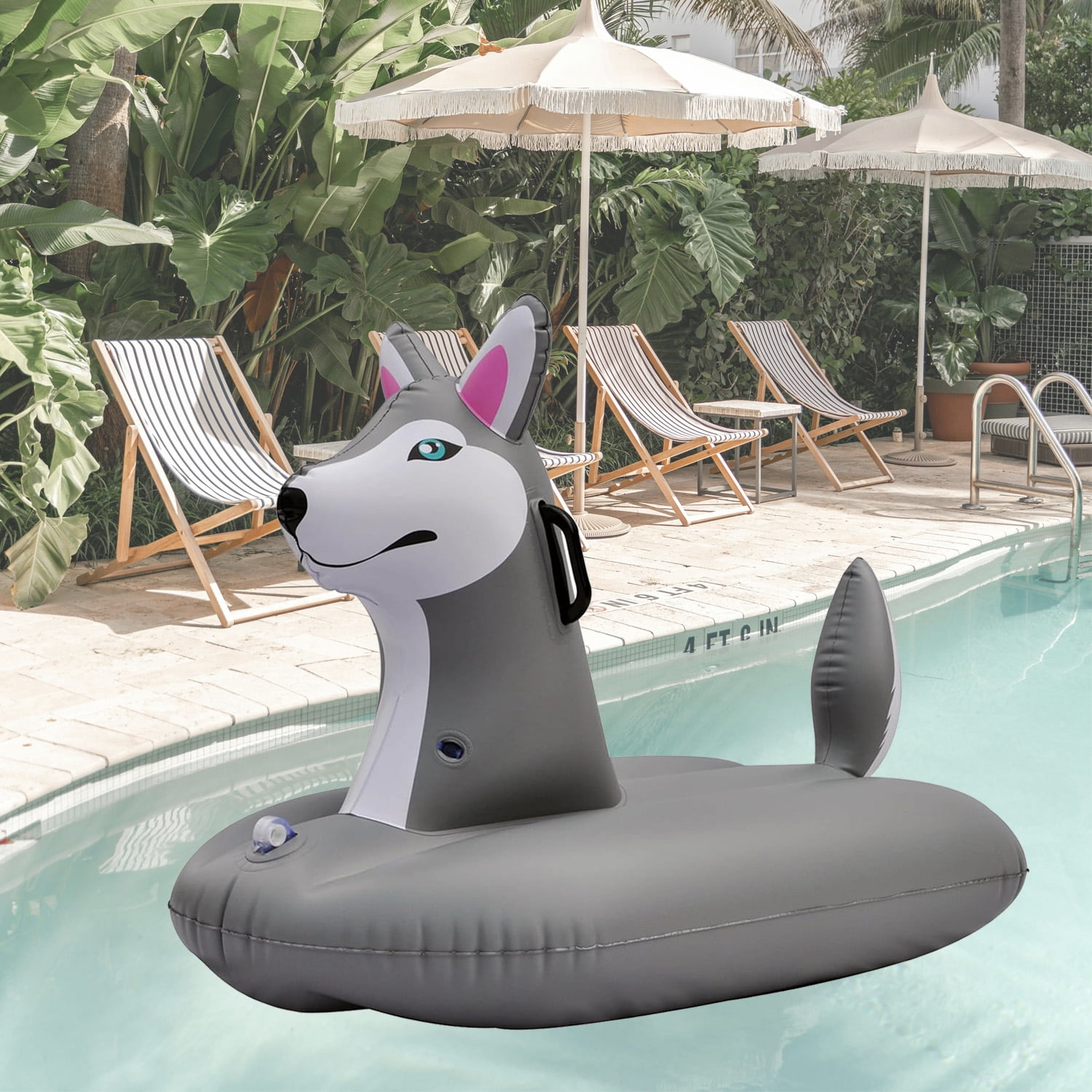 Sled Husky Snow Tube Inflatable 38 inches Long One Person snow and water Rider for Kids by Jet Creations FUN-HUSKYM