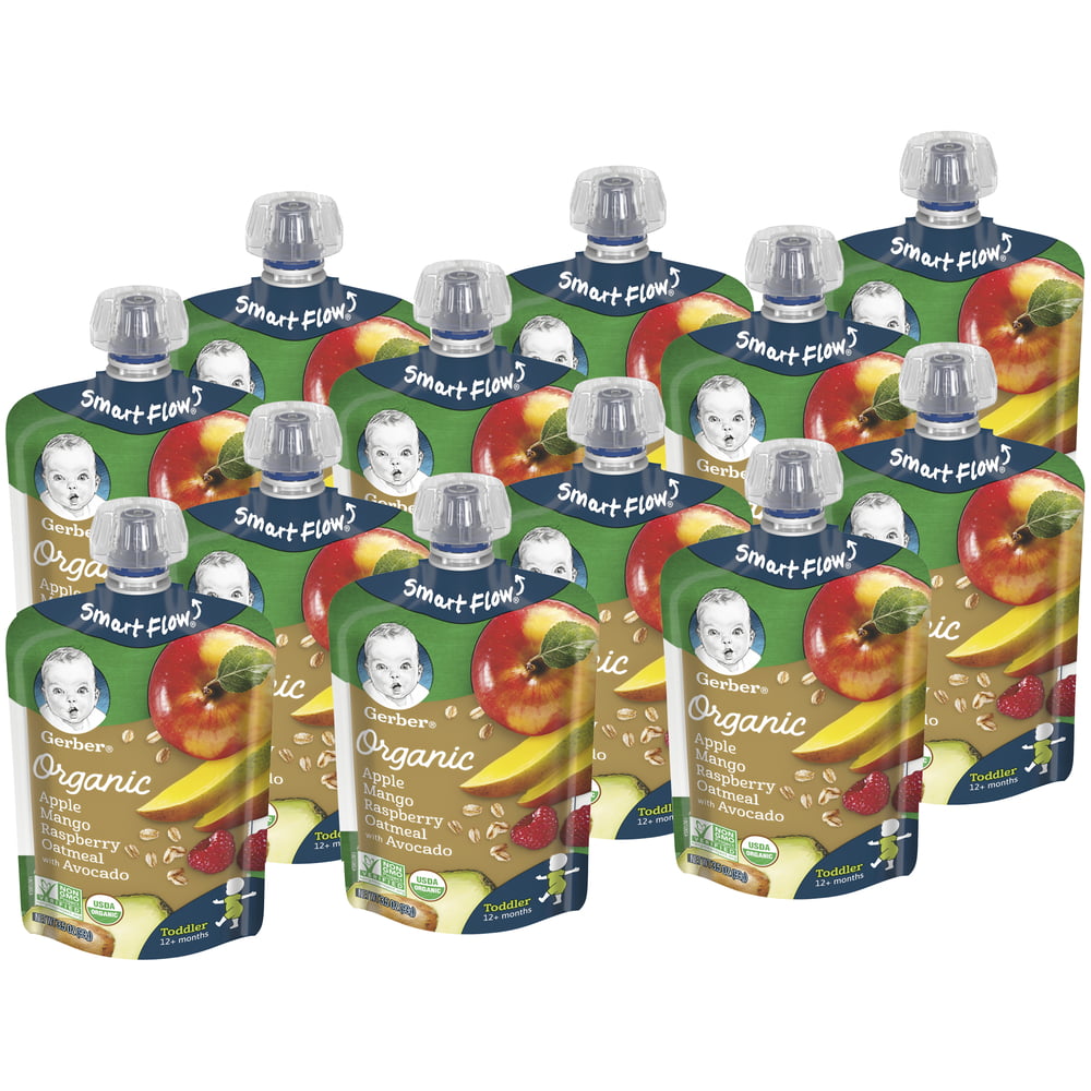 (Pack of 12) Gerber Organic Toddler Baby Food, Apple Mango Raspberry
