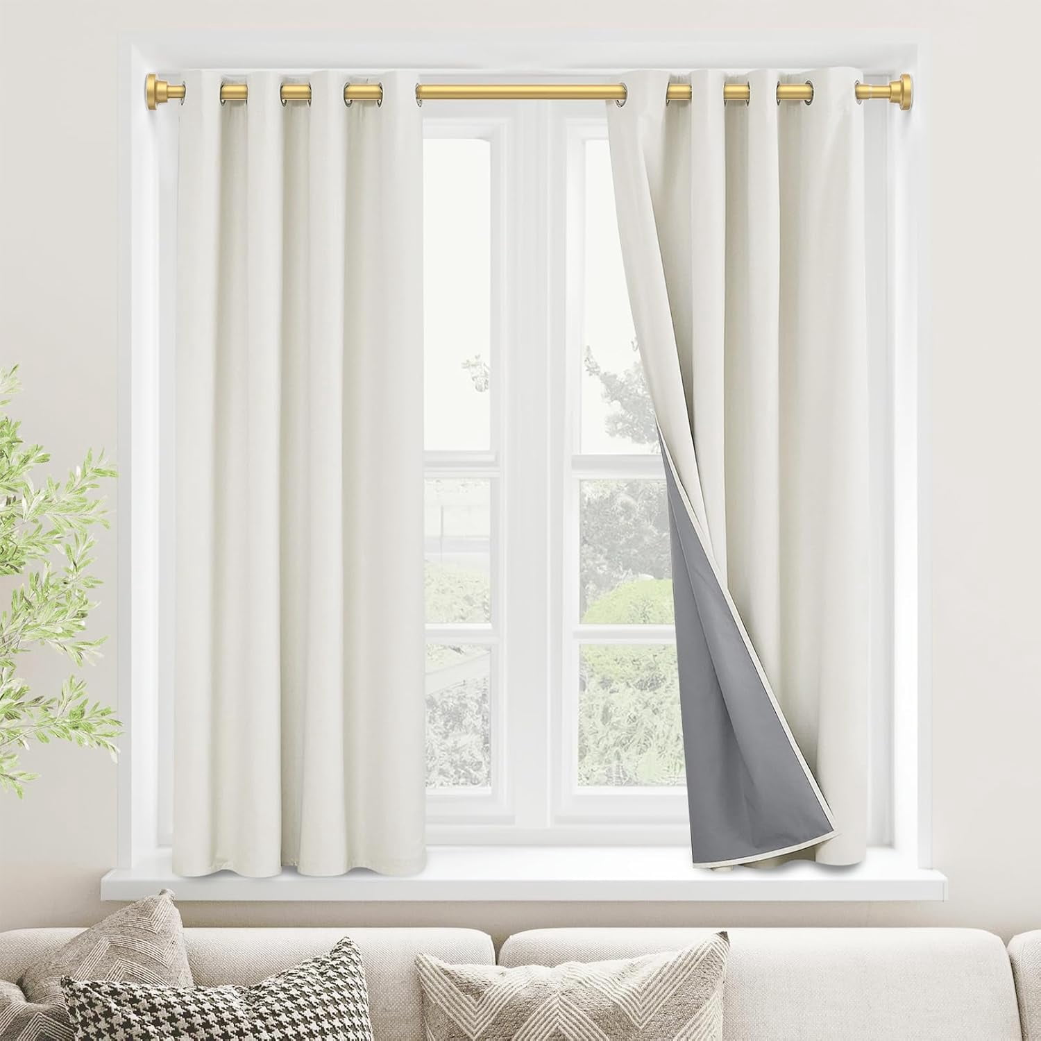 Tension Curtain Rod 28 to 48 Inch, 1pcs Tension Rod 1 Inch Diameter Gold Small Shower Curtain Rod Adjustable Non-Drilling, Anti-Slip, Anti-Rust Spring Loaded Curtain Rods