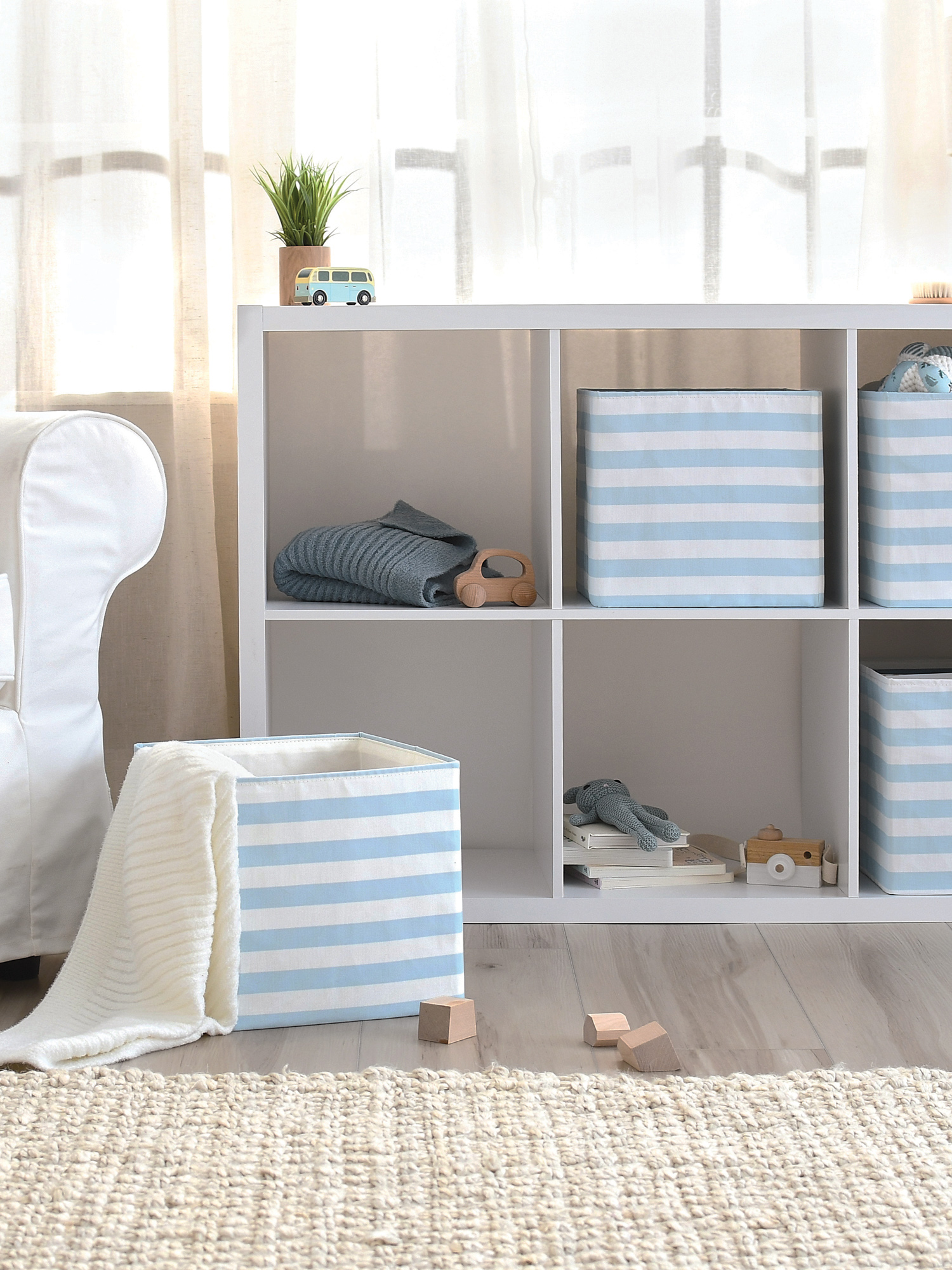 Modern Moments By Gerber Baby Foldable Poly Square Storage Bin, Infant Blue