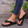 thumbnail image 6 of KIJBLAE Women's Rhinestone Sparkly Open Toe Flip Flops, Wide Size Casual Beach Slippers for Summer Outdoor Black 41, 6 of 8