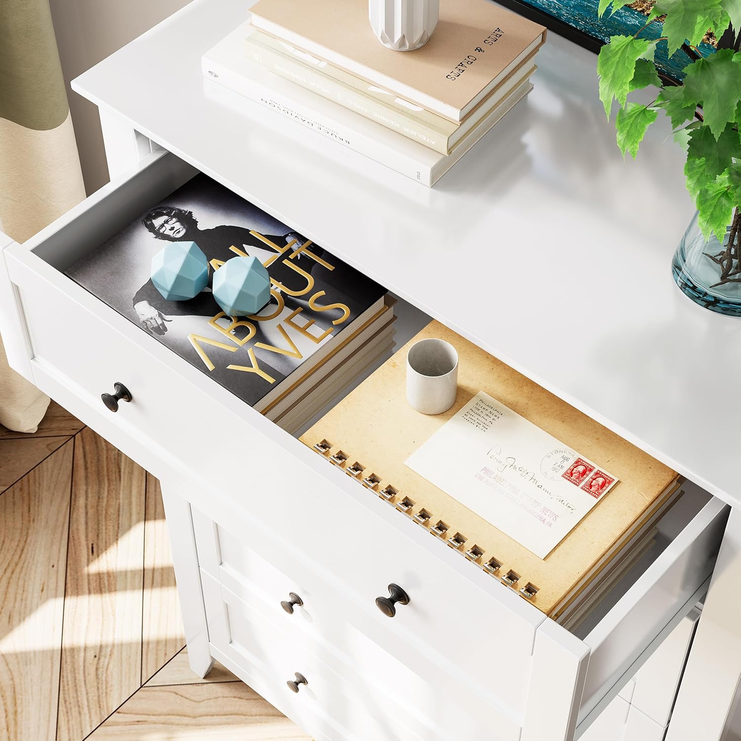 Roromall 5 Drawer Dresser for Bedroom, Tall Dresser with Deep Drawers & Metal Knobs, Modern Wooden Chests of Drawers for Entryway, Hallway