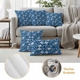 thumbnail image 6 of Blue White Floral Outdoor Waterproof Pillow Covers, Farmhouse Retro Botanical Leaves Decorative Square Throw Pillowcase Sofa Cushion Sham for Patio/Couch/Chair, 16"x16" 2 Pack, 6 of 8
