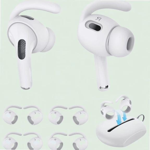 4 Pairs of Replacement Ear Hooks for AirPods Pro 2, Anti-Slip Silicone Earbuds Cover