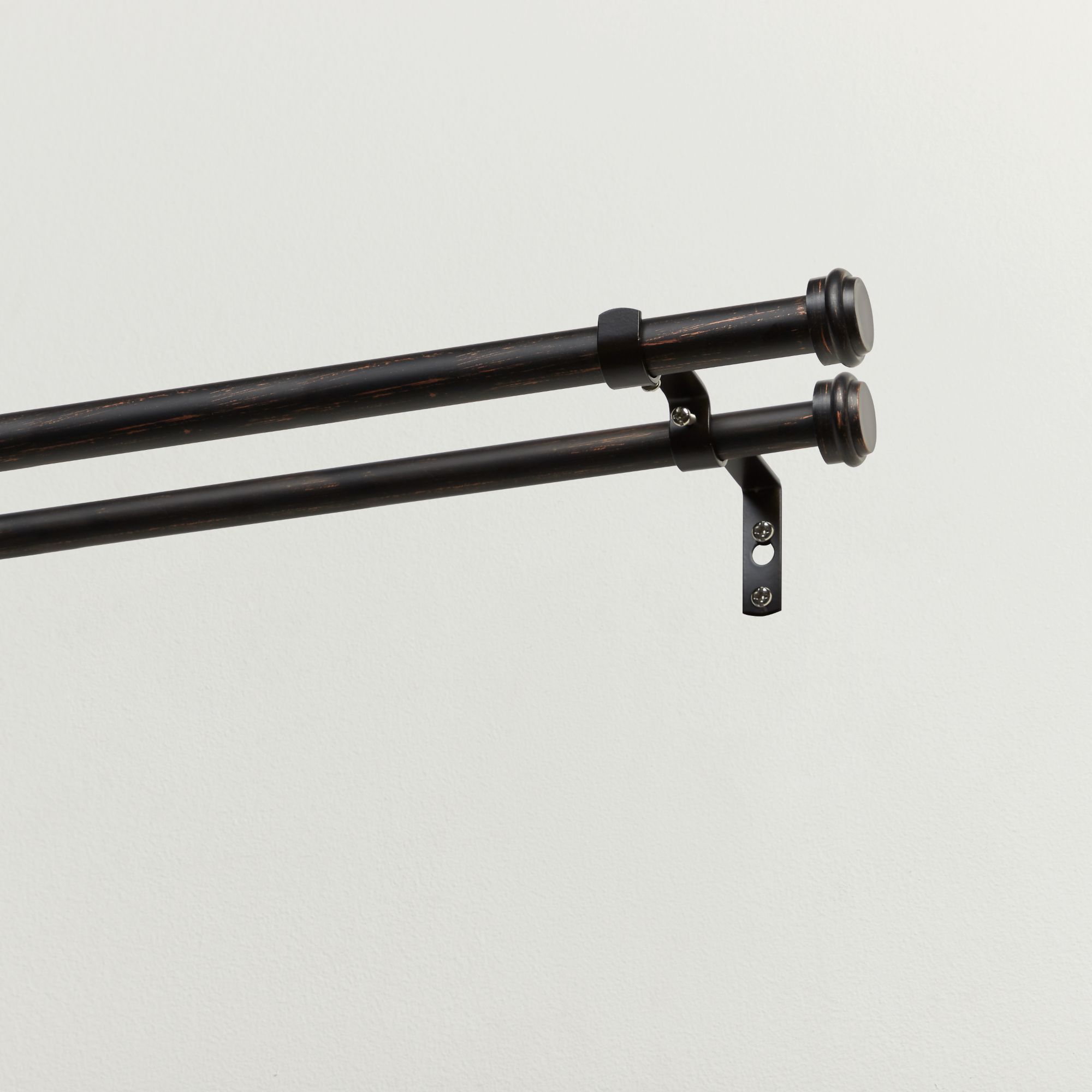 Exclusive Home Topper Double Curtain Rod and Finial Set, Oil Rubbed Bronze, 36"-72"