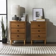 thumbnail image 3 of Mid-Century Solid Wood 3-Drawer Bedroom Nightstand in Caramel (Set of 2), 3 of 10