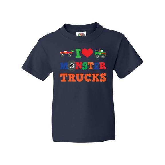 Inktastic I Love Monster Trucks Youth T-Shirt