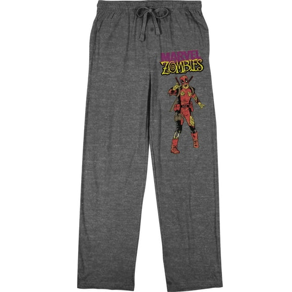 Marvel Zombies Deadpool Men's Heather Gray Sleep Pajama Pants-Medium