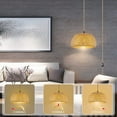 thumbnail image 4 of Plug in Pendant Light Hanging Lamp with Switch Rope Cord Bamboo Lampshade Wicker Rattan Lights US, 4 of 5