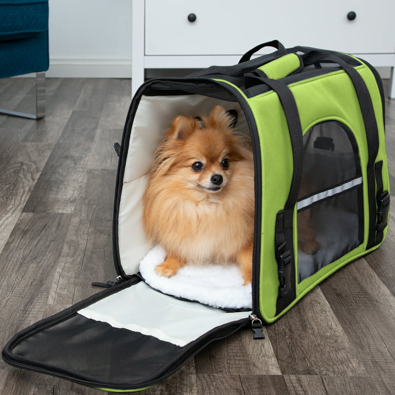 WDM Soft Sided Cat Carrier, Airline Approved, Small Dogs Puppies Large Cat  Green