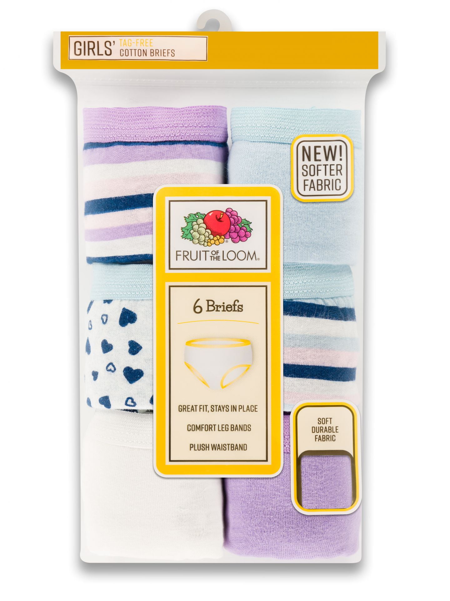 Fruit of the Loom Girls Assorted Cotton Briefs - 6 Pack, Multi, 14 - Walmart.com