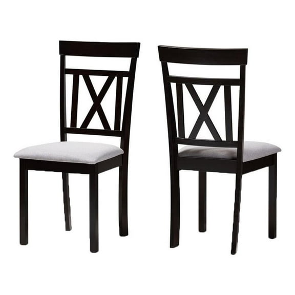 Bowery Hill 18.5" Modern Fabric Dining Side Chair in Gray/Brown (Set of 2)