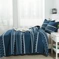 thumbnail image 4 of Andency Quilts for King Bed, 3 Pieces Navy Blue Soft Lightweight Boho Striped Bedspreads for King Size Beds, All Seasons Reversible Coverlet Bedding Sets(106"x 96" Quilt & 2 Pillowcases), 4 of 8