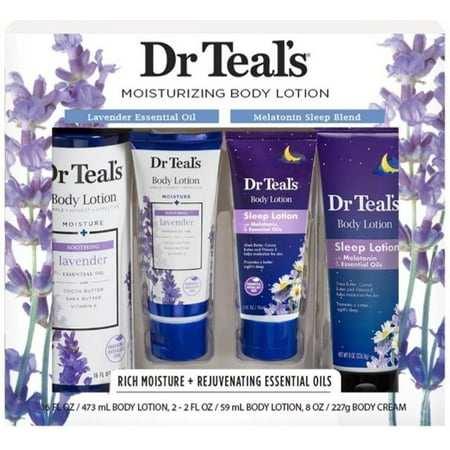 Dr Teal's Moisturizing Lavender and Melatonin Lotion Gift Set, 4 pieces