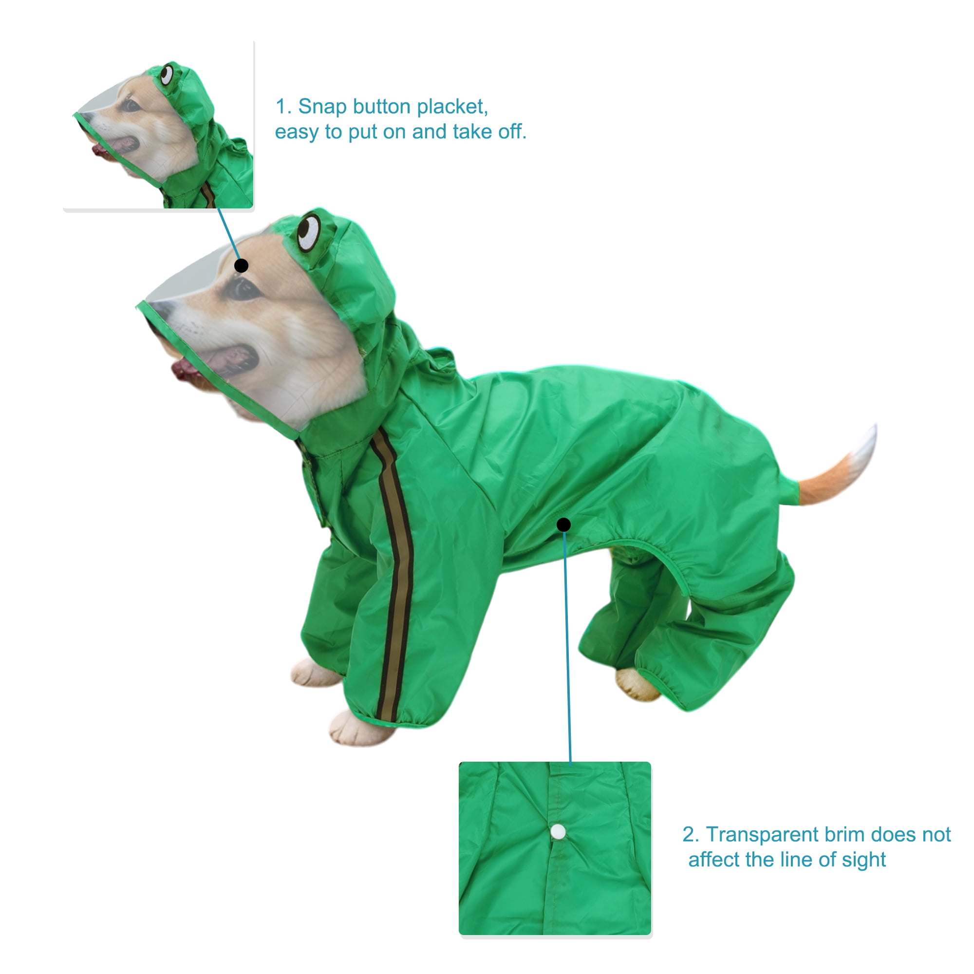 Unique Bargains Dog Raincoat Full Coverage Waterproof with Reflective Strip 2XL Size