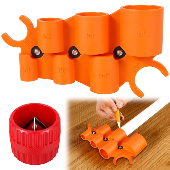 Ikoopy Depth Gauge and Pipe Deburring Tool Kit Pipe Chamfering Tool Tube Inner Outer Reamer 1/4 inch to 1 inch 6 in 1 Deburring Gauge for Copper PEX CPVC PERT