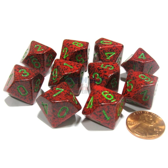 Chessex Set of 10 D10 Dice - Speckled Strawberry #25104