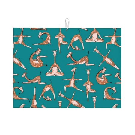 

Dish Drying Mat Giraffes Doing Various Yoga Highly Absorbent Microfiber Drying Mat Kitchen Counter or Sink Drawer Liner 18x24 Kitchen Drying Mat Coffee Mat Kitchen Essentials