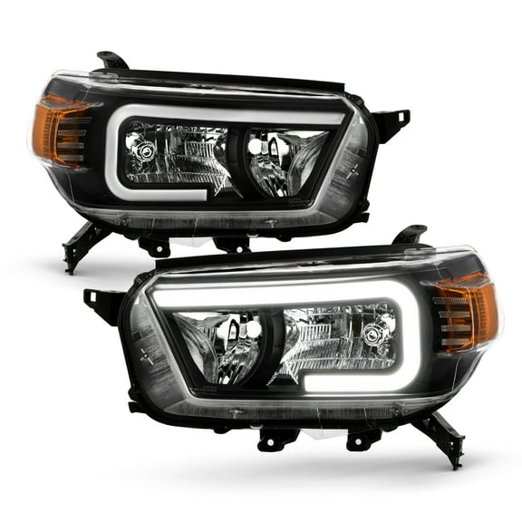AKKON - Fits 2010-2013 Toyota 4Runner [C-Tube Bar] LED Parking Black Headlights Pair Driver Left Passenger Right Replacement
