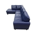 thumbnail image 4 of Hommoo L Shaped 4-Seat Couch, 16'' Back Height Faux Leather Sectional Couches and Sofas, Modern Living Room Furniture Sets Sectional Sofa Set, Blue(No Ottoman), 4 of 7
