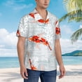 thumbnail image 3 of Honeii Koi Fish Corals,Spring Summer Print Men’s Hawaiian Shirt,Classic Button-Down Short Sleeve Shirt, for Beach, Vacation, and Outdoor Activities,Medium, 3 of 7