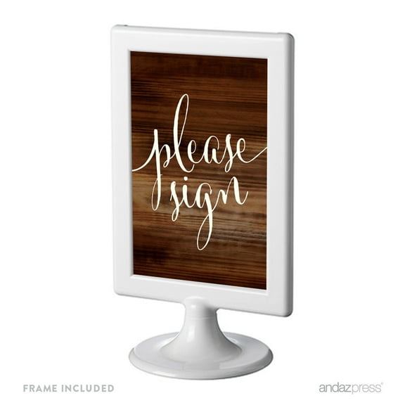 Please Sign Framed Rustic Wood Wedding Party Signs