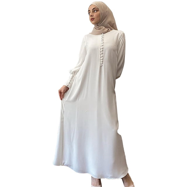 LSLJS Robe Décontractée Ample pour Femme, Robe Unie Grande Taille à Col Rond à Manches Longues, Robe Grande Taille pour Femmes, Cadeaux pour Femmes