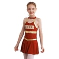 thumbnail image 4 of TTAO Robe de Ballet Sans Manches à Sequins pour Filles Enfants Robe de Danse Salsa Tango Rumba pour Jouer Cheerleading Rouge 16, 4 of 7