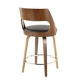 thumbnail image 5 of Cecina Mid-Century Modern Counter Stool With Swivel In Walnut And Brown Faux Leather - Set Of 2, 5 of 7