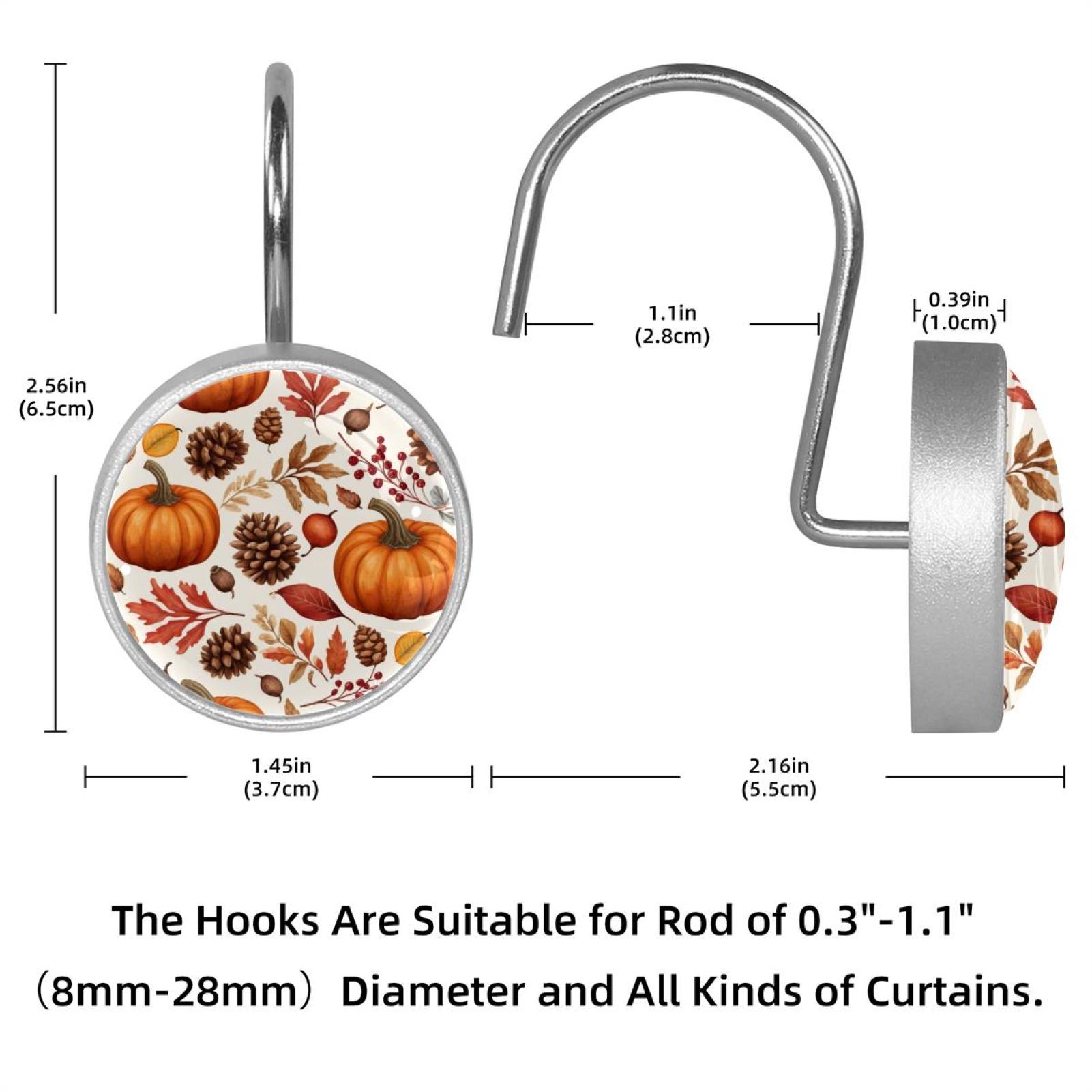 HemaKayy 12 Pcs Shower Curtain Hooks Bathroom Decorative Accessories Pinecone Pumpkin Yellow