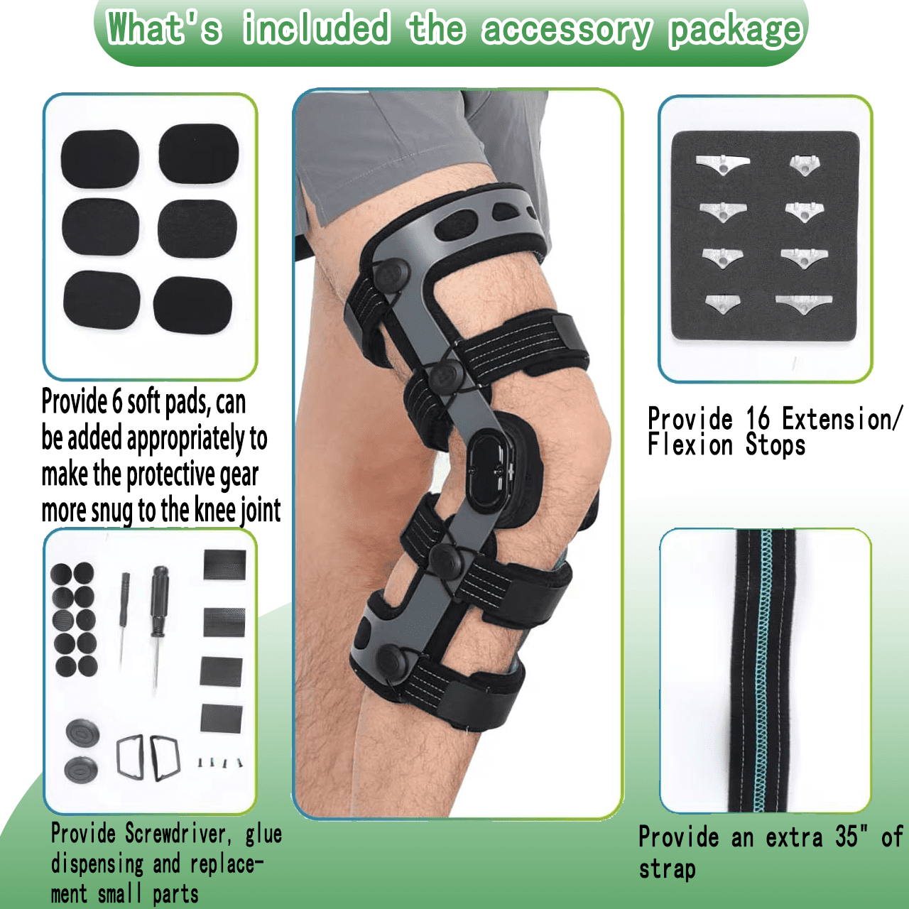 Komzer Knee Brace for ACL, PCL, MCL & Meniscus Injuries - Ligament Support, Size L (Left)