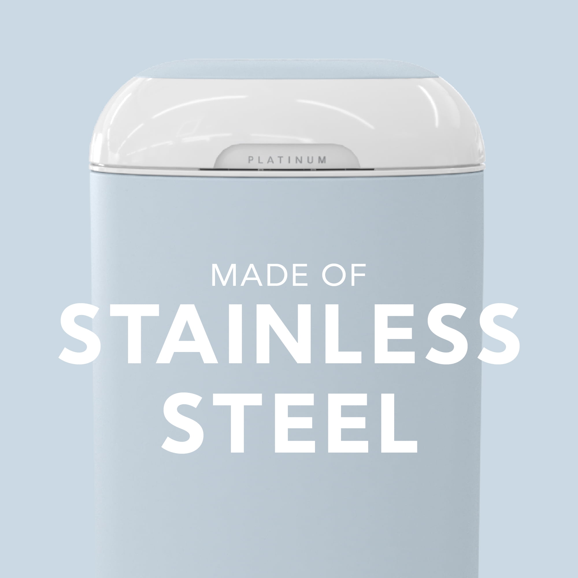 Diaper Genie Platinum Pail,Glacial Blue,Stainless Steel,1 Diaper Pail, 1 EasyRoll 18 Bags