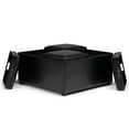 thumbnail image 4 of Simpli Home Avalon 35 inch Wide Contemporary Square Coffee Table Storage Ottoman in Midnight Black Vegan Leather, 4 of 9