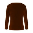 thumbnail image 3 of Women's Long Sleeve Shirt Casual V Neck Pullover Solid T-Shirt Velvet Tops Pluse Size Fall Fashion 2025 Outfits Brown 4XL, 3 of 5