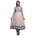 thumbnail image 1 of Bimba Kurtis Indiennes Géométriques Rose Pâle pour Femmes, Anarkali Prête à Porter Unie, Robe Imprimée Kurti Indienne Très Grande, 1 of 6