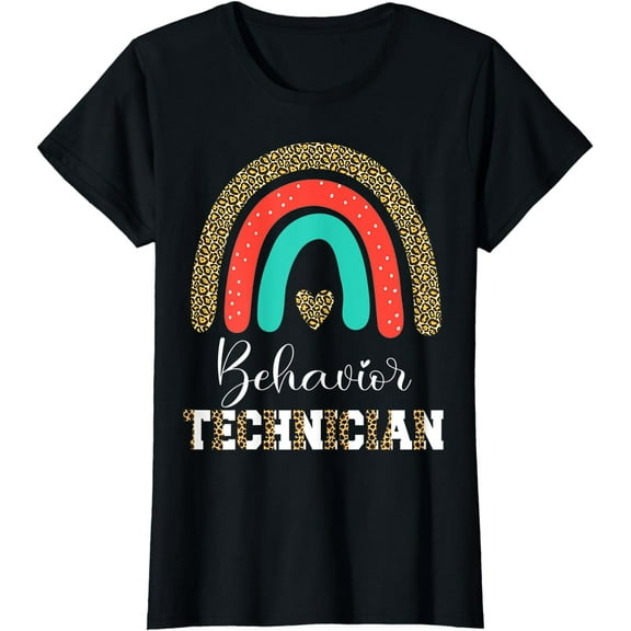 Behavior Technician Leopard Rainbow ABA RBT Therapist T-Shirt
