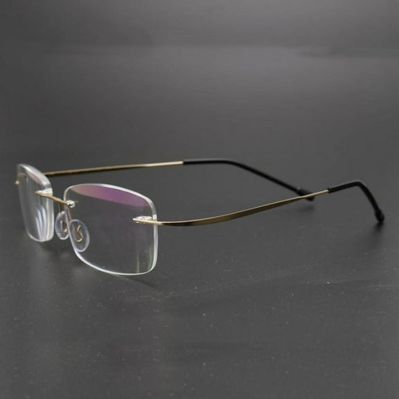 Mens Rimless Rectangle Gold Light Weight Reading Glasses Anti-blue Light Classic Business Readers Flexible Metal Presbyopic Eyeglasses