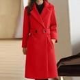 thumbnail image 2 of QUNYINEY Womens Trench Coat Red Fleece Outwear Loose Fit Warm Turndown Collar Long Sleeve Button Women's Jacket, 2 of 5