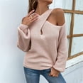 thumbnail image 3 of CoCopeaunts Cold Shoulder Sweaters for Women Fall Winter Fashion Long Sleeve Casual Criss Cross Pullover Tops, 3 of 7