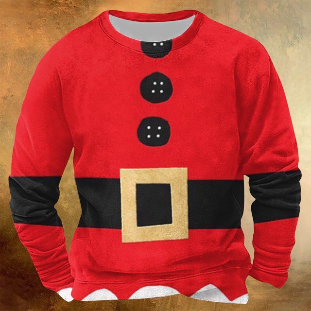 UVEASISHA Chandail en Molleton de Noël pour Hommes Drôle Décontracté Col Rond Chandails en Molleton Père Noël Nouveauté Fête de Noël Chandails en Molleton Polaire Manches Longues Tops Automne Rentrée Soldes Prime Rouge 3TG